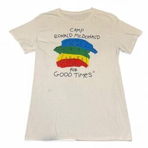 Camp Ronald McDonald VTG 90s Slim Fit Off-White Graphic T-Shirt — SMALL